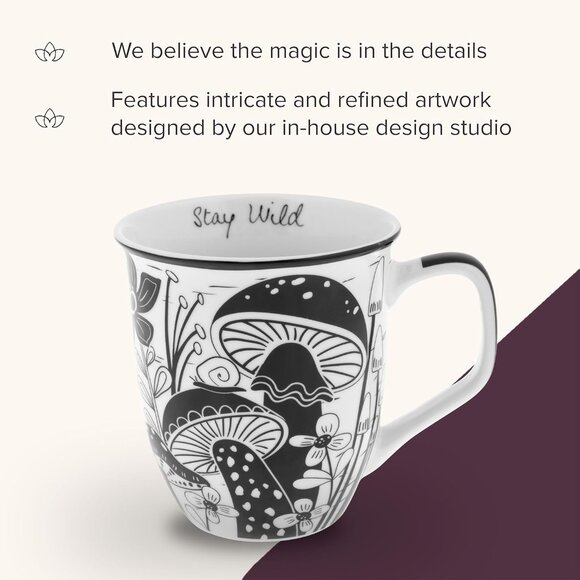 Gifts 14 oz Black and White Boho Mug Celestial - Cute Coffee and Tea Mug - Ceram - Picture 5 of 6